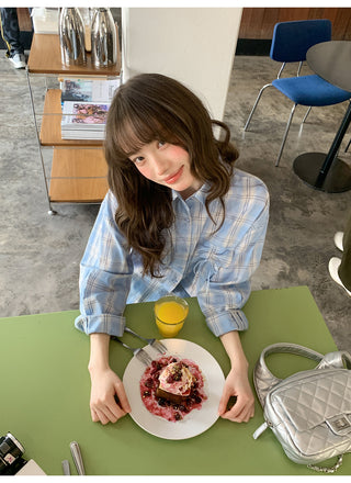 blue plaid shirt