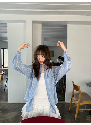 blue plaid shirt