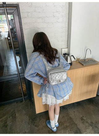 blue plaid shirt