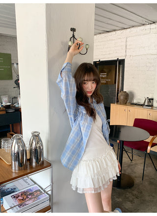 blue plaid shirt