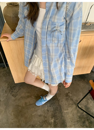 blue plaid shirt