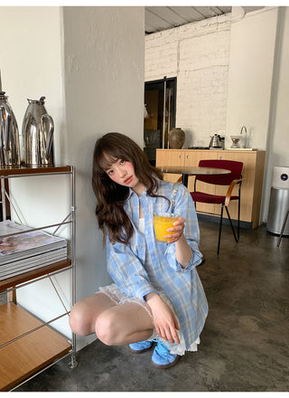 blue plaid shirt