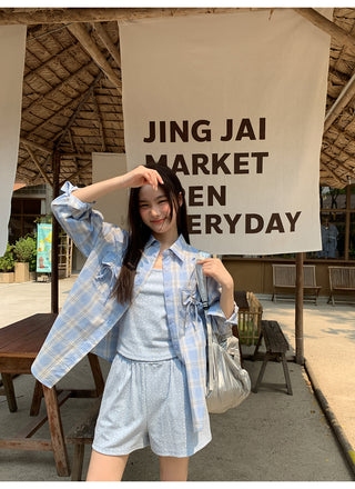 blue plaid shirt