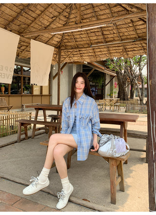 blue plaid shirt