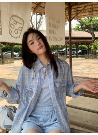 blue plaid shirt