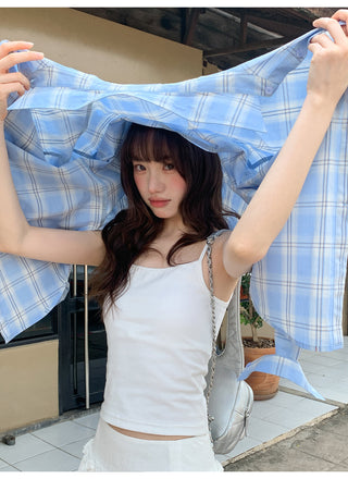 blue plaid shirt