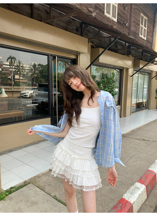 blue plaid shirt