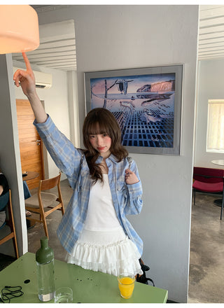 blue plaid shirt