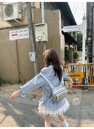 blue plaid shirt