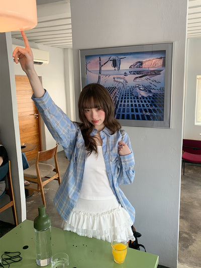blue plaid shirt