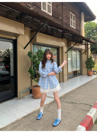 blue plaid shirt