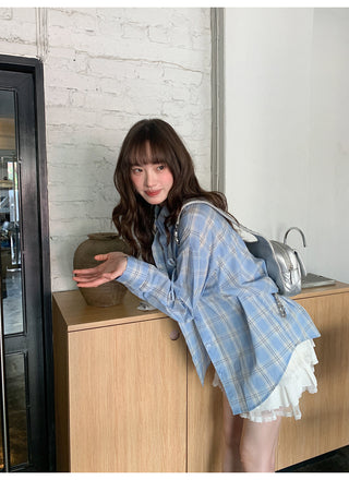 blue plaid shirt