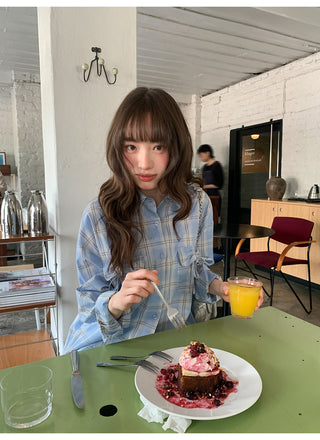blue plaid shirt