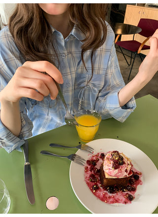 blue plaid shirt