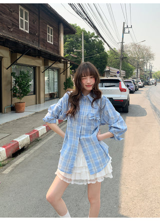 blue plaid shirt