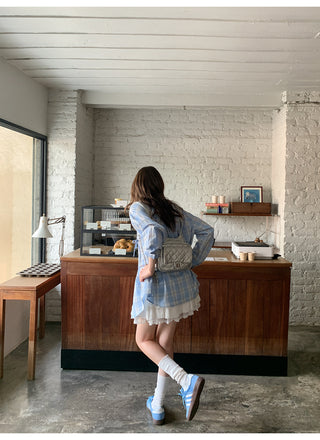 blue plaid shirt