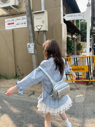 blue plaid shirt