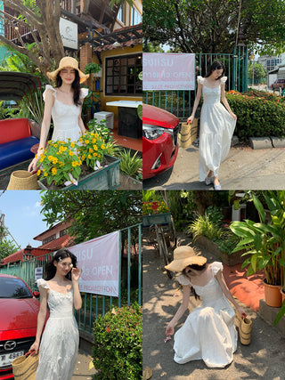 flower sleeve dress
