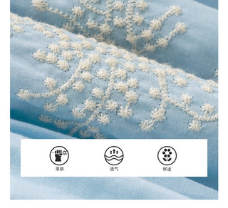 blue embroidered skirt