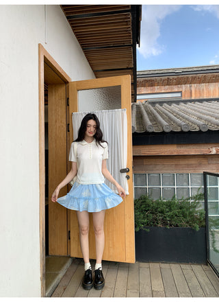 blue embroidered skirt