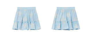 blue embroidered skirt