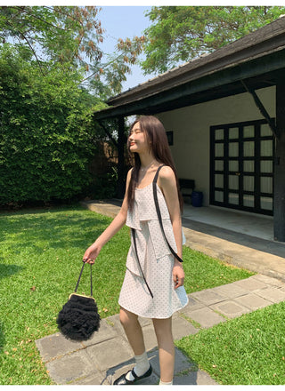 contrast sling dress