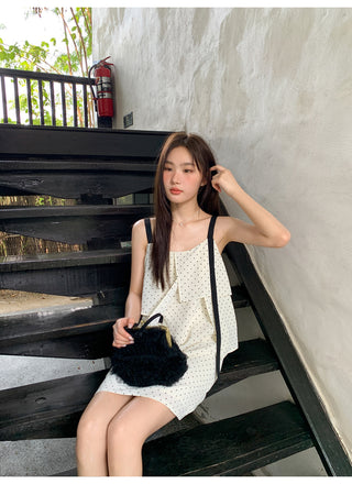 contrast sling dress