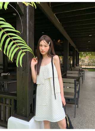 contrast sling dress