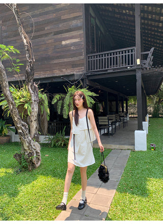 contrast sling dress