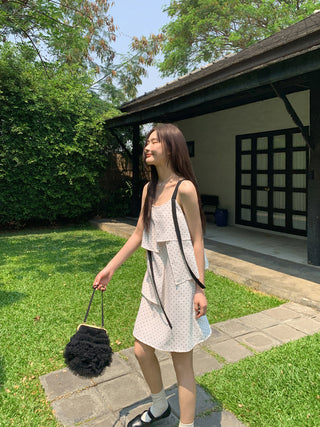 contrast sling dress