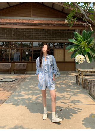 floral shorts suit