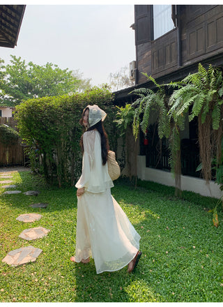 chiffon skirt suit