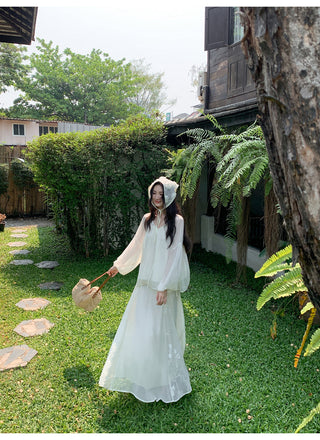 chiffon skirt suit