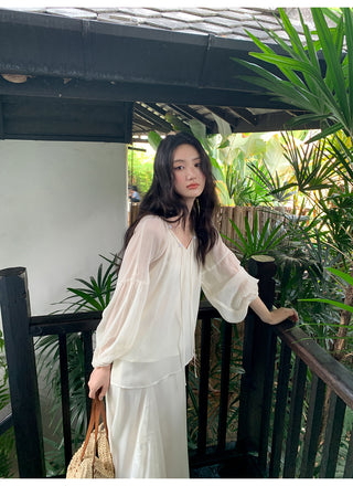 chiffon skirt suit