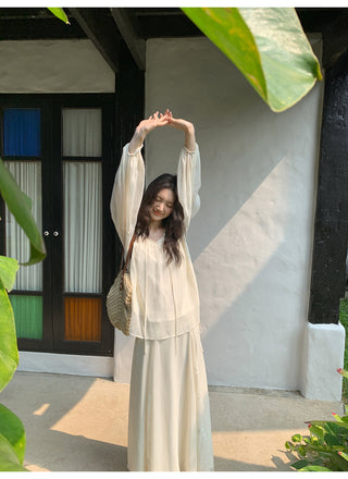 chiffon skirt suit
