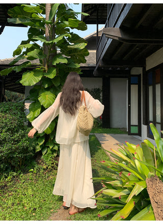 chiffon skirt suit