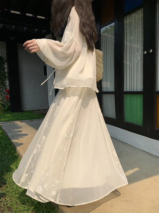 chiffon skirt suit