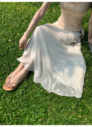 chiffon skirt suit