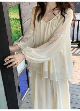 chiffon skirt suit