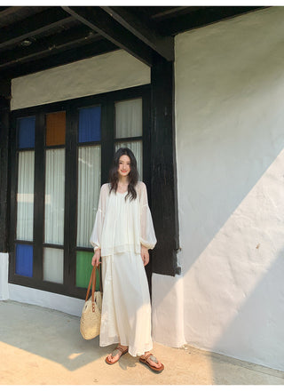 chiffon skirt suit