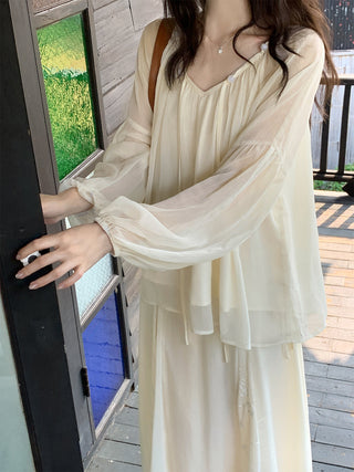 chiffon skirt suit