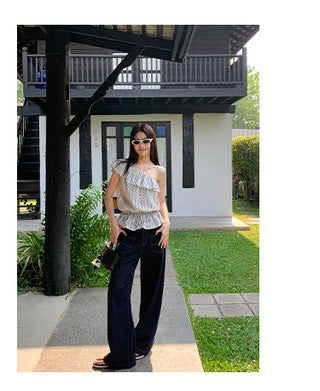 dark embroidered jeans