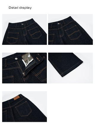 dark embroidered jeans