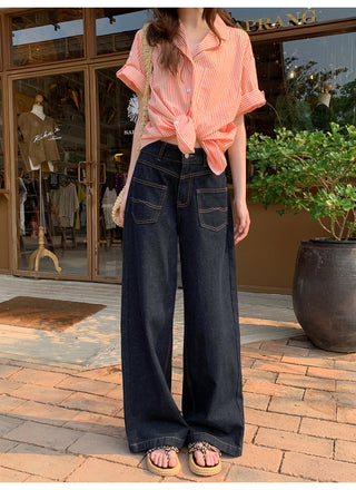 dark embroidered jeans