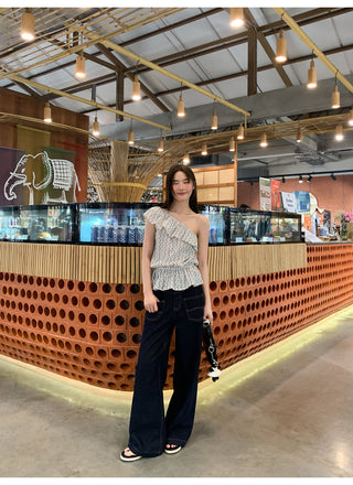 dark embroidered jeans