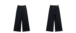 dark embroidered jeans
