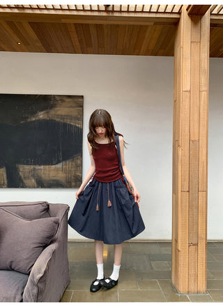 pleated tassel skirt