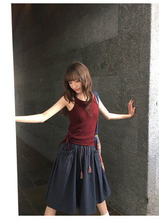 pleated tassel skirt