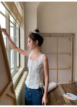 lace waist Top