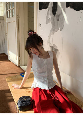 lace waist Top
